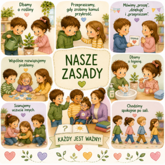 📚 Kodeks przedszkolaka – 22 plansze z zasadami PDF do druku A4